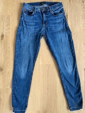 Hudson Jeans Size 27 Blue Skinny Raw Hem Mid Rise Stretch Denim